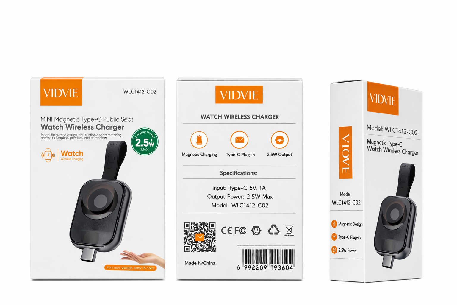 شارژر وایرلس ساعت هوشمند اپلVIDVIE مدل WLC1412-C02